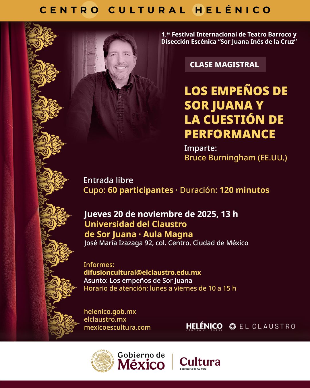 Imagen muestra de CLASE MAGISTRAL LOS EMPEÑOS DE SOR JUANA Y LA CUESTIÓN DE PERFORMANCE